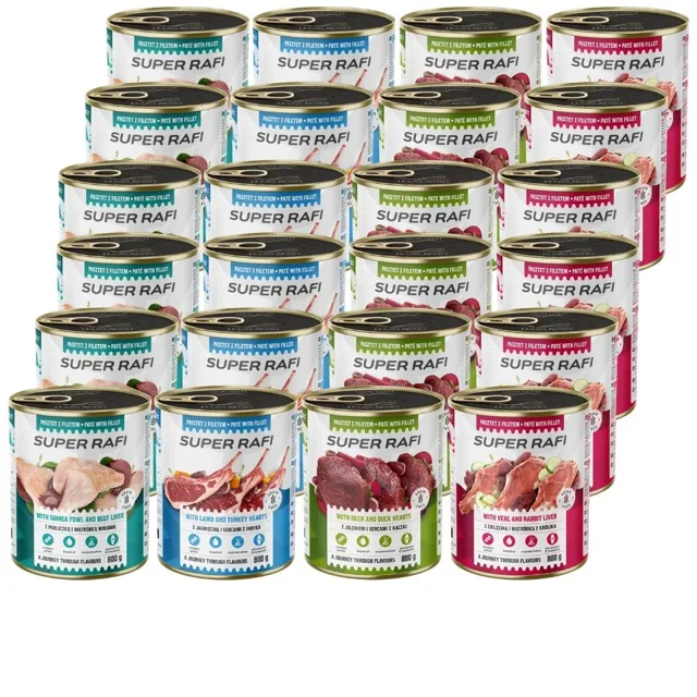 RAFI Super Mix 4 příchutě 24x800g paštika pro psy