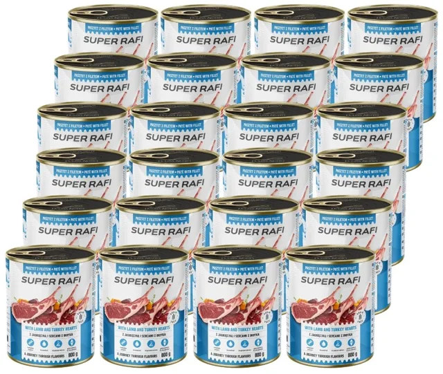 RAFI Super s jehněčím masem a srdíčky z krůty 24x800g paštika pro psy