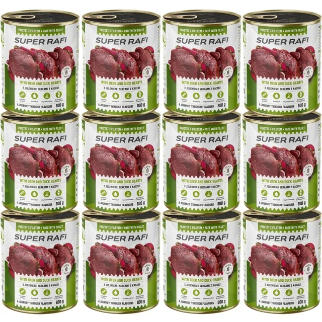 RAFI Super s jelenem a srdíčky z kachny 12x800g paštika pro psy