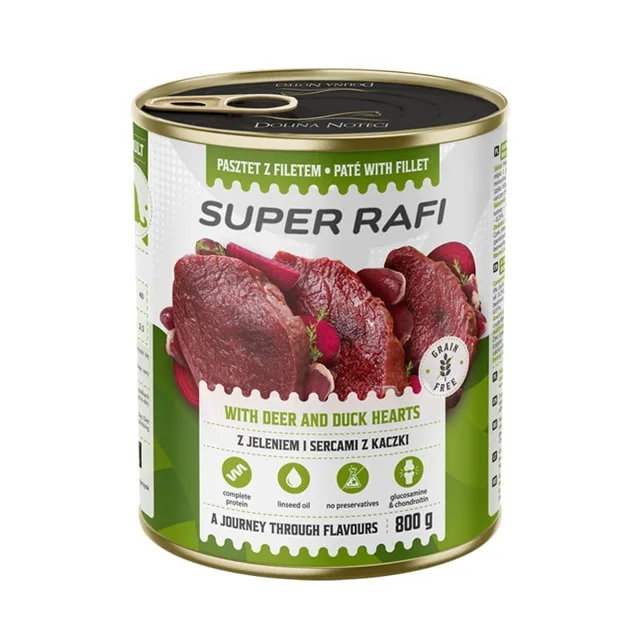 RAFI Super s jelenem a srdíčky z kachny 800g paštika pro psy