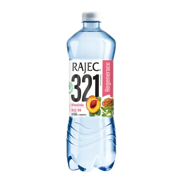 Rajec Jemně perlivý nápoj 321 s příchutí broskev a meduňka Regenerace 750 ml