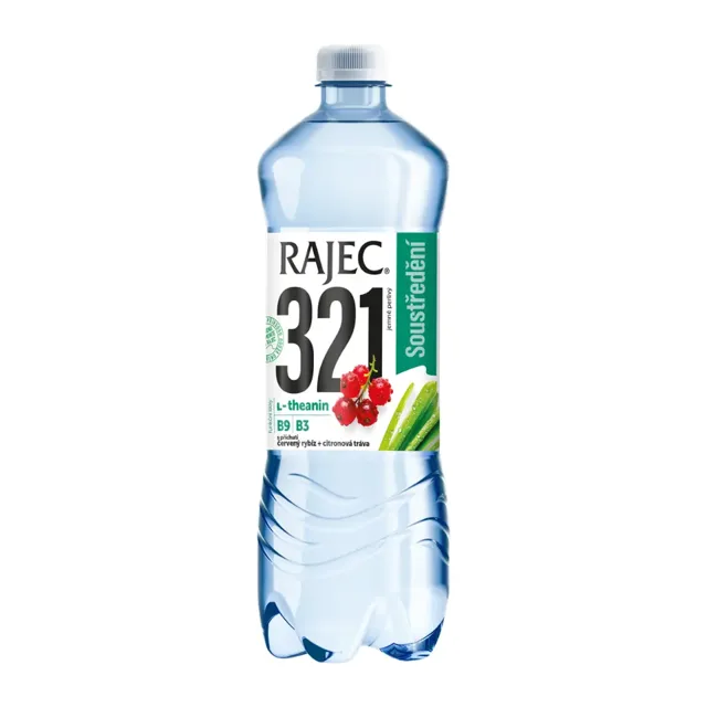 Rajec Jemně perlivý nápoj 321 s příchutí červený rybíz a citronová tráva Soustředění 750 ml