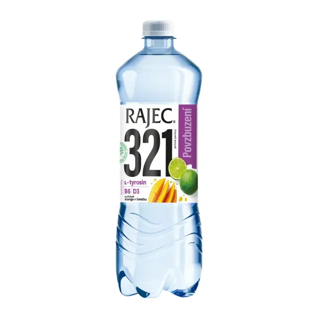 Rajec Jemně perlivý nápoj 321 s příchutí mango a limetka Povzbuzení 750 ml