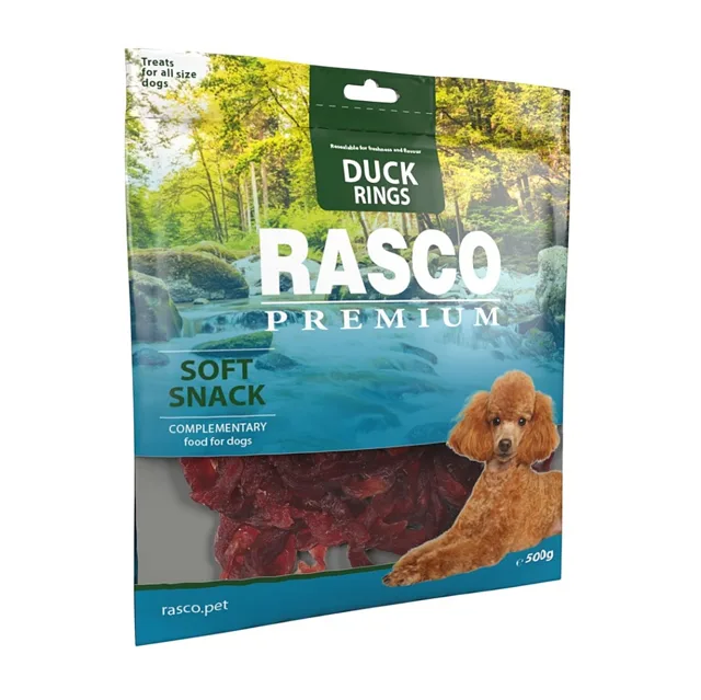 RASCO PREMIUM Pochoutka pro psy kachna kroužky 500 g