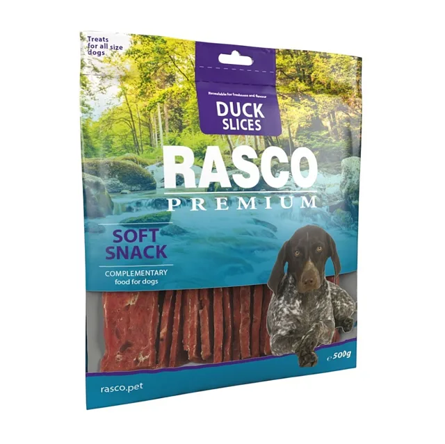 RASCO PREMIUM Pochoutka pro psy kachna plátky 500 g