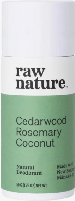 Raw Nature Natural Deodorant, přírodní deodorant, cedrové dřevo, rozmarýn a kokos, 50 g