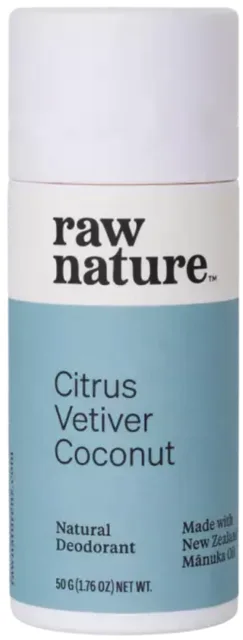 Raw Nature Natural Deodorant, přírodní deodorant, citrus, vetiver, kokos, 50 g