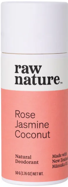 Raw Nature Natural Deodorant, přírodní deodorant, růže, jasmín, kokos, 50 g