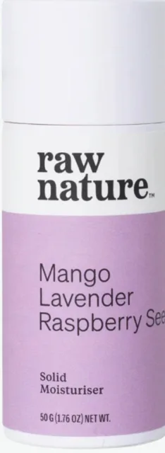 Raw Nature Solid Moisturiser, tuhý hydratační krém, mango, levandule, malinová semínka, 50 g