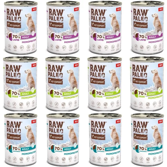 RAW PALEO Monoprotein Adult 12x400g  Mix chutí, krmivo pro psy