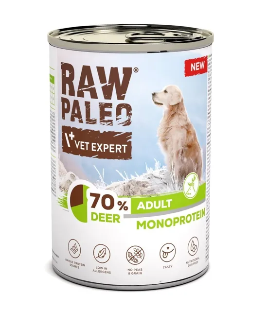 RAW PALEO Monoprotein Deer Adult 400g s masem jelena konzerva pro psy