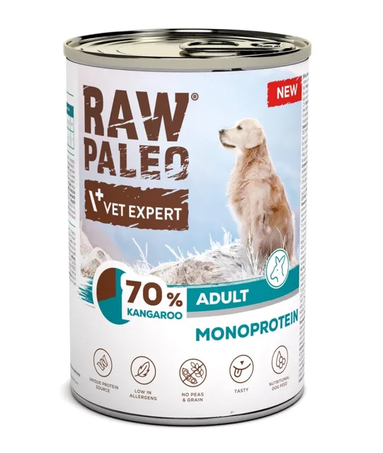 RAW PALEO Monoprotein Kangaroo Adult 400g s klokaním masem, mokré krmivo pro psy