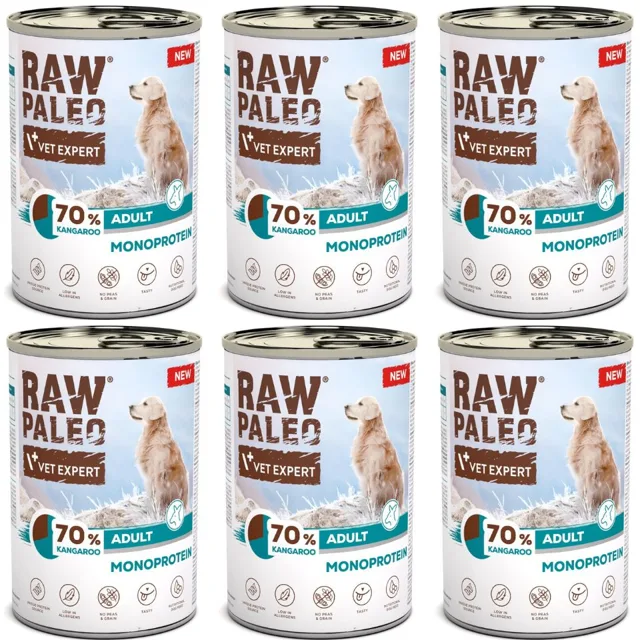 RAW PALEO Monoprotein Kangaroo Adult 6x400g s masem klokana, krmivo pro psy