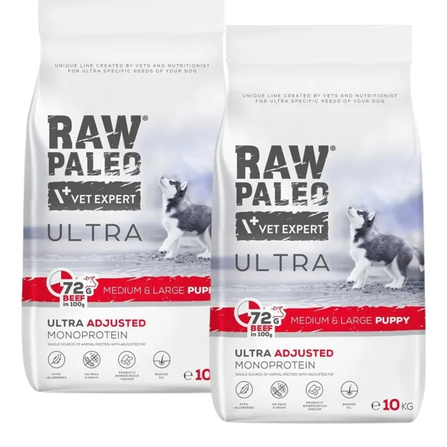 RAW PALEO Ultra Beef Medium&amp;Large Puppy 2x 10kg pro štěňata středních a velkých plemen, hovězí