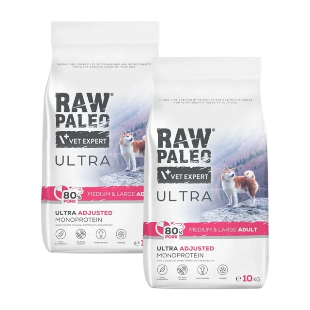 RAW PALEO Ultra Pork Medium&amp;Large Adult 2x10 kg pro dospělé psy středních a velkých plemen – vepřové maso