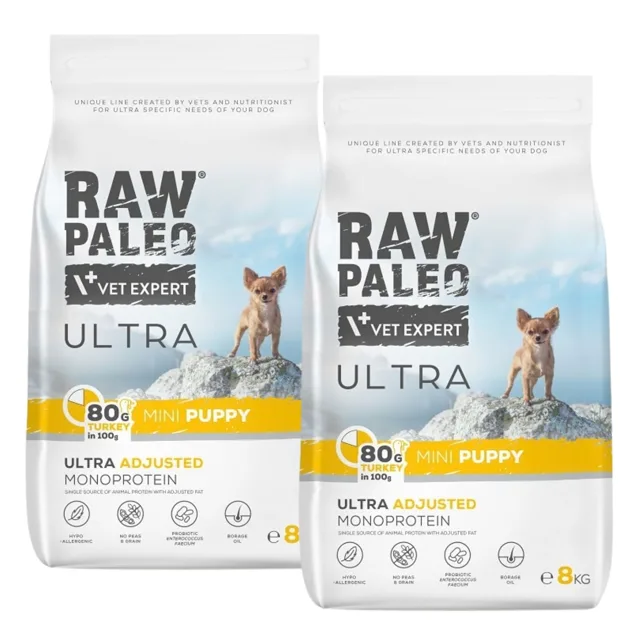 RAW PALEO Ultra Turkey Mini Puppy2x8kg pro štěňata malých plemen krůt