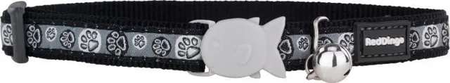RedDingo Obojek Paw Impression Black - 12mm/20 až 32cm