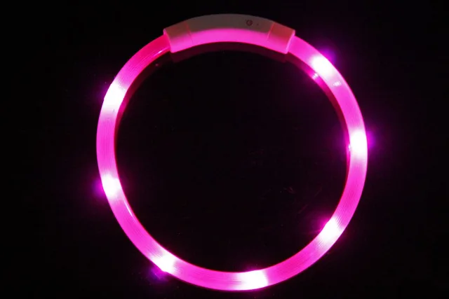 Reedog Easy Light USB dobíjecí svítící obojek pro psy a kočky - růžová | P45811