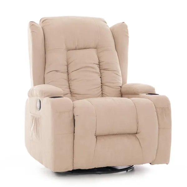 Relaxační polohovací křeslo, béžová látka (Zánovní kus)