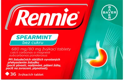 Rennie Spearmint bez cukru 680mg/80mg tbl.mnd.36