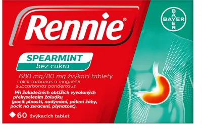 Rennie Spearmint bez cukru 680mg/80mg tbl.mnd.60
