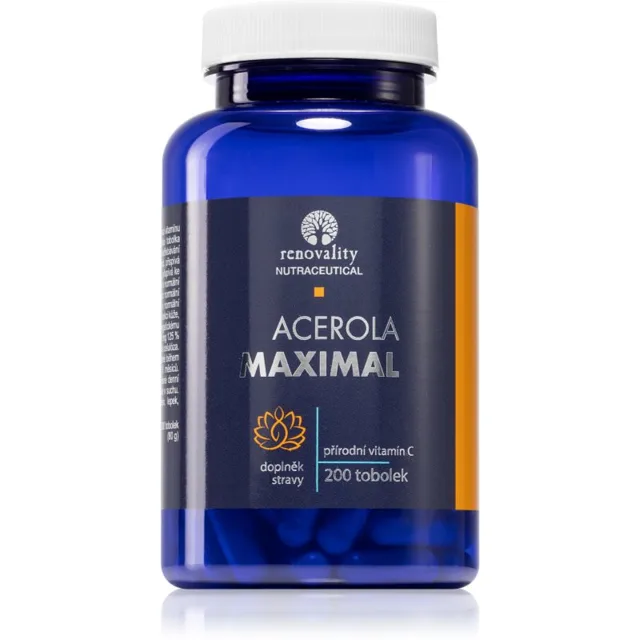 Renovality Acerola Maximal tobolky pro podporu imunitního systému, krásnou pleť a nehty s vitamínem C 200 ks