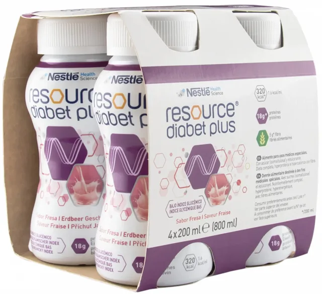 Resource Diabet Plus příchuť jahoda por.sol. 4 x 200 ml