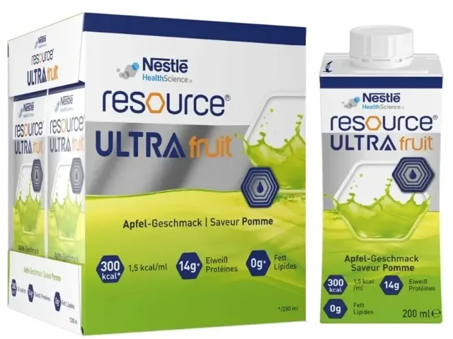 Resource Ultra Fruit Jablko perorální roztok 4x200ml