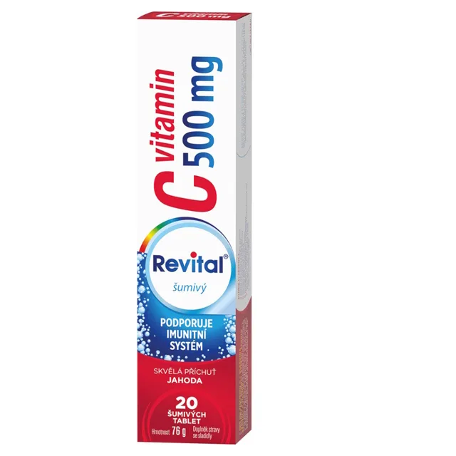 REVITAL Vitamin C 500 mg příchuť jahoda 20 šumivých tablet