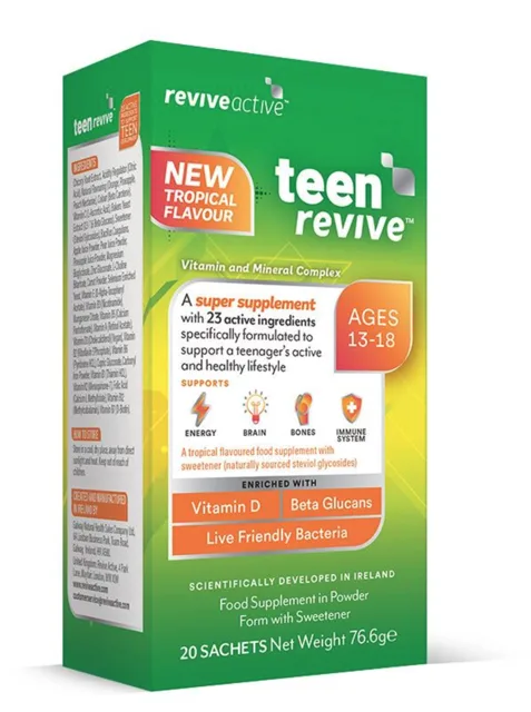 Revive Active Teen revive, podpora imunity, tropické ovoce, 20 sáčků