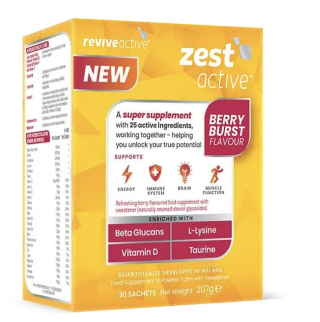 Revive Active Zest Active, podpora imunity a energie, lesní plody, 30 sáčků