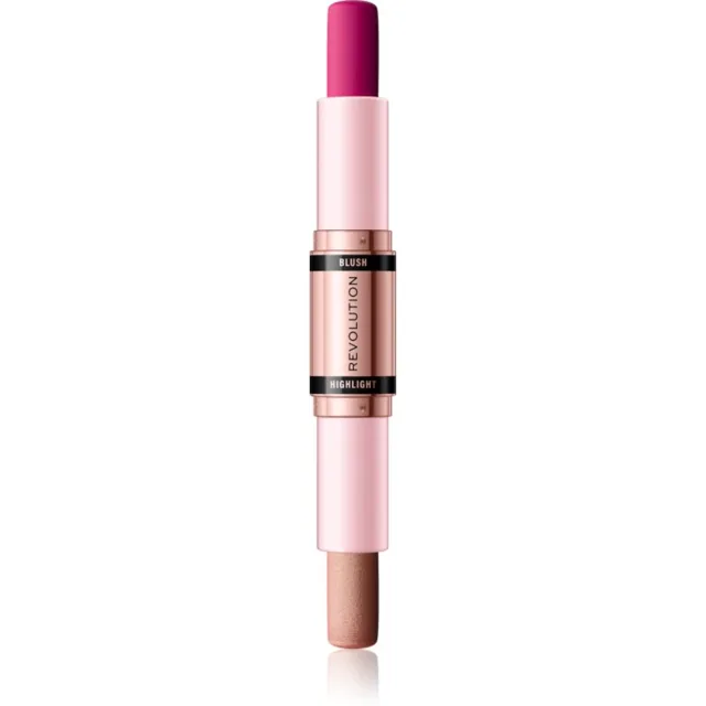 Revolution Blush & Highlight krémová tvářenka a rozjasňovač v tyčince odstín Sparkling Wine Shine 2x4.3 g