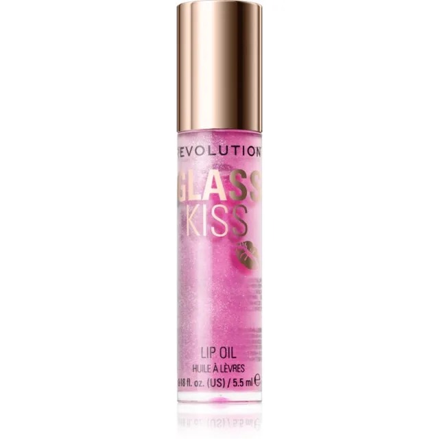 Revolution Glass Kiss třpytivý olej na rty odstín Enchanted Purple 5.5 ml