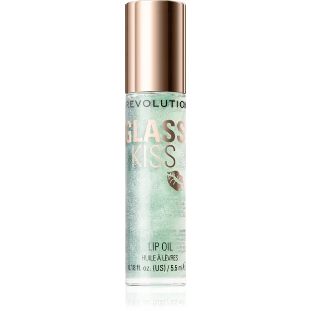 Revolution Glass Kiss třpytivý olej na rty odstín Pixiedust Green 5.5 ml