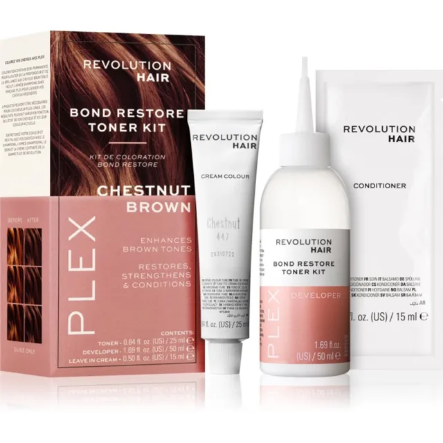 Revolution Haircare Plex Bond Restore Kit sada pro zvýraznění barvy vlasů odstín Chestnut Brown 1 ks