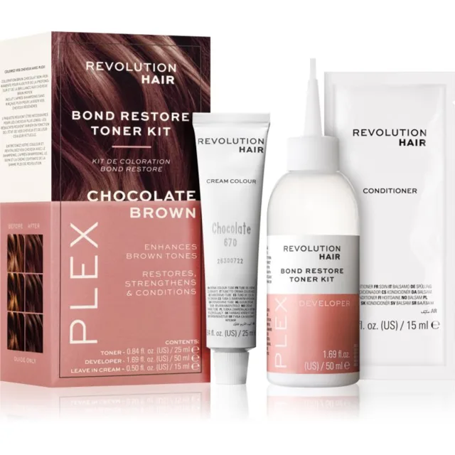 Revolution Haircare Plex Bond Restore Kit sada pro zvýraznění barvy vlasů odstín Chocolate Brown 1 ks