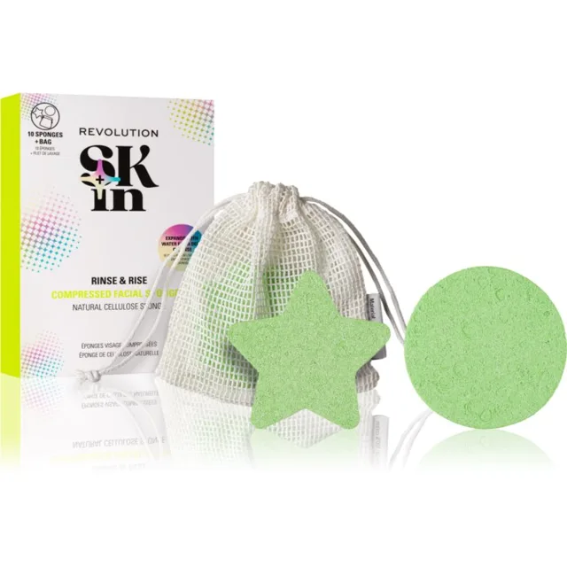 Revolution Skincare Rinse & Rise čisticí houbička na obličej 10 ks