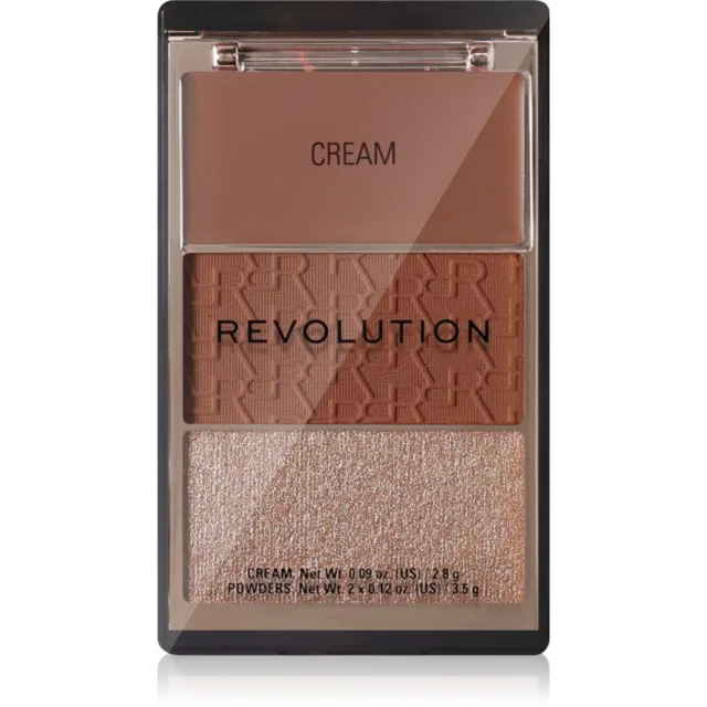 Revolution The Bronzer Icon paleta bronzerů s rozjasňovačem odstín Golden Medium 1 ks