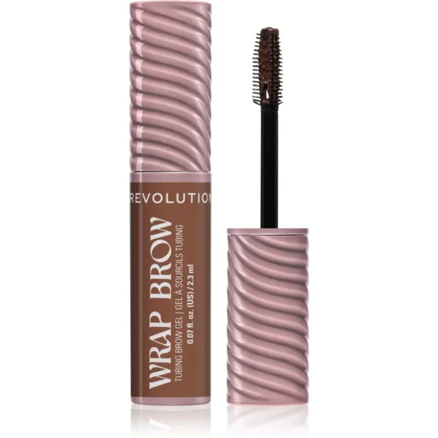 Revolution Wrap Brow Tubing Brow Gel fixační gel na obočí odstín Warm Medium Brown 2.3 ml