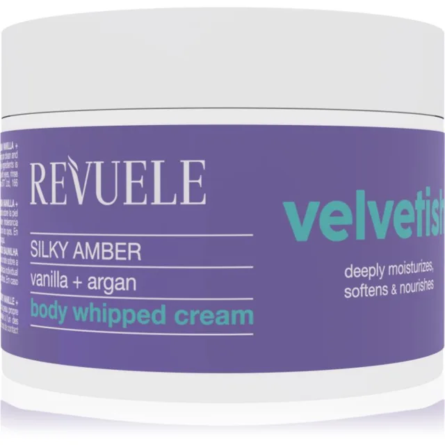 Revuele Velvetish Silky Amber Body Whipped Cream hydratační tělový krém Vanilla + Argan 300 ml