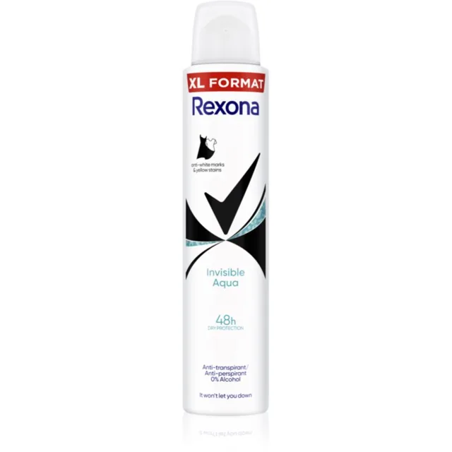 Rexona Invisible Aqua antiperspirant ve spreji proti bílým a žlutým skvrnám 200 ml