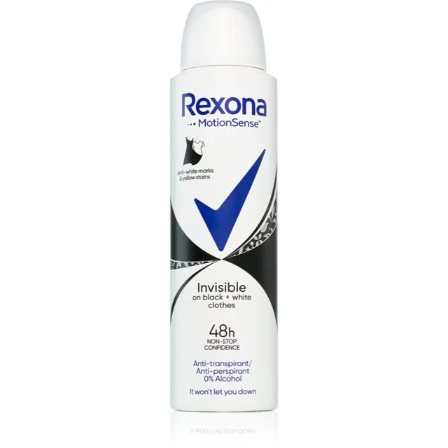 Rexona Invisible Black and White antiperspirant ve spreji proti bílým a žlutým skvrnám 150 ml