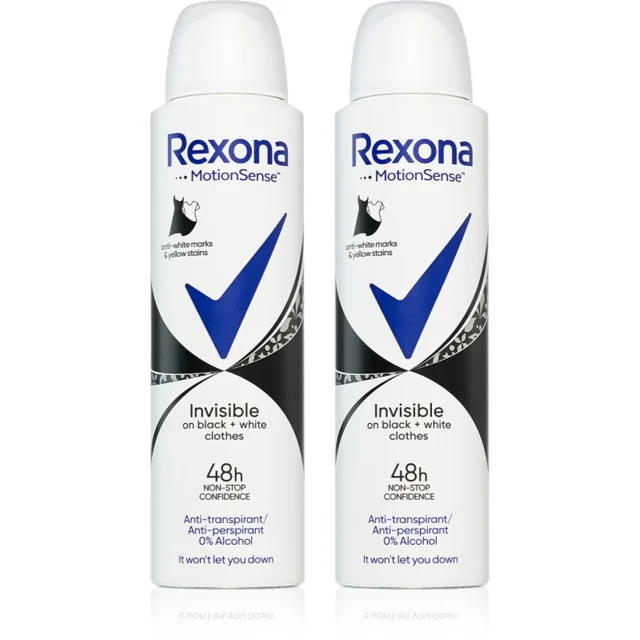Rexona Invisible Black and White antiperspirant ve spreji proti bílým a žlutým skvrnám