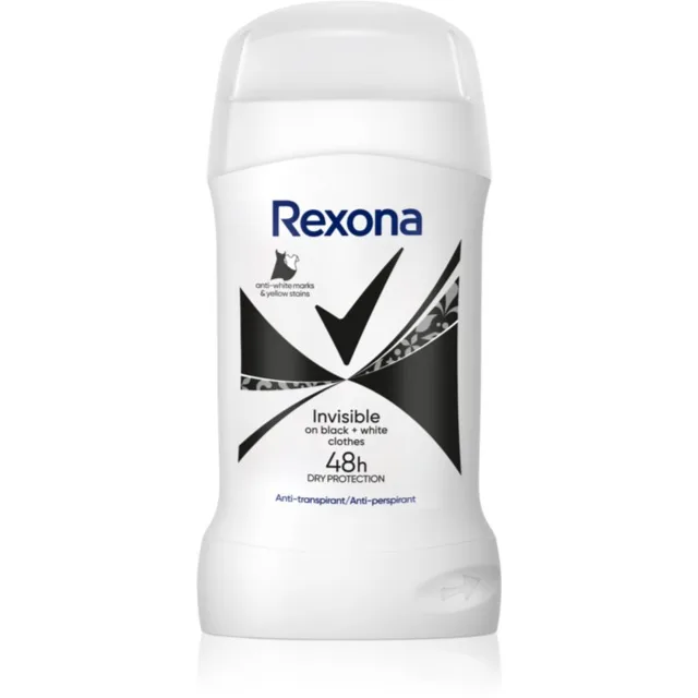 Rexona Invisible Black and White tuhý antiperspirant proti bílým a žlutým skvrnám 50 ml