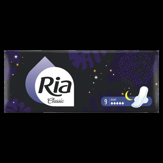 Ria Hygienické vložky Classic Night s křidélky 9 ks