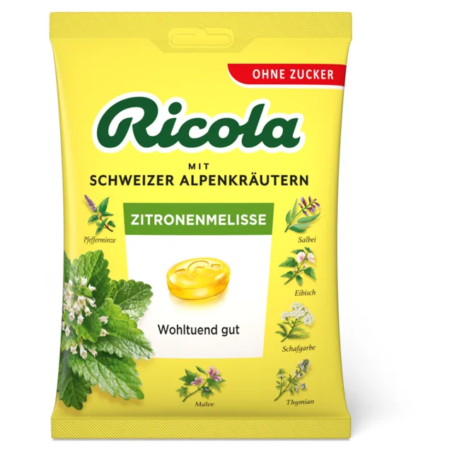 RICOLA  Bylinné bonbóny bez cukr zitronenmelisse 75 g