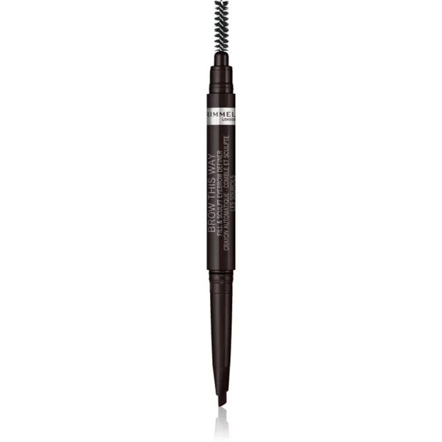 Rimmel Brow This Way tužka na obočí s kartáčkem 2 v 1 odstín 004 Soft Black 0,25 g