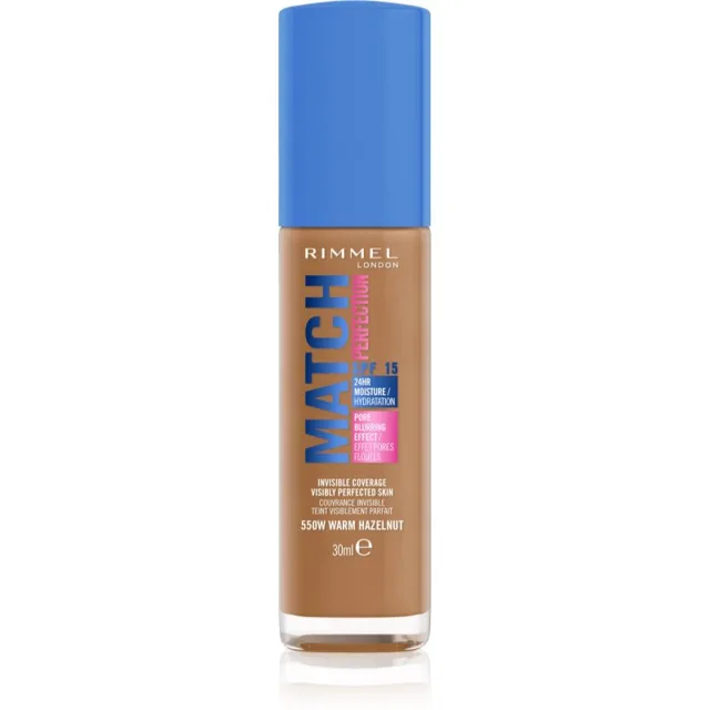 Rimmel Match Perfection tekutý make-up SPF 15 odstín 550W Warm Hazelnut 30 ml