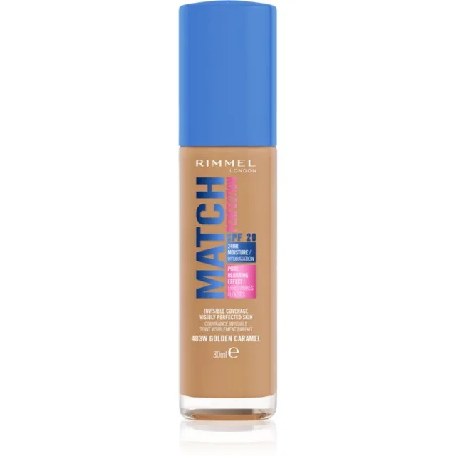 Rimmel Match Perfection tekutý make-up SPF 20 odstín 403W Golden Caramel 30 ml