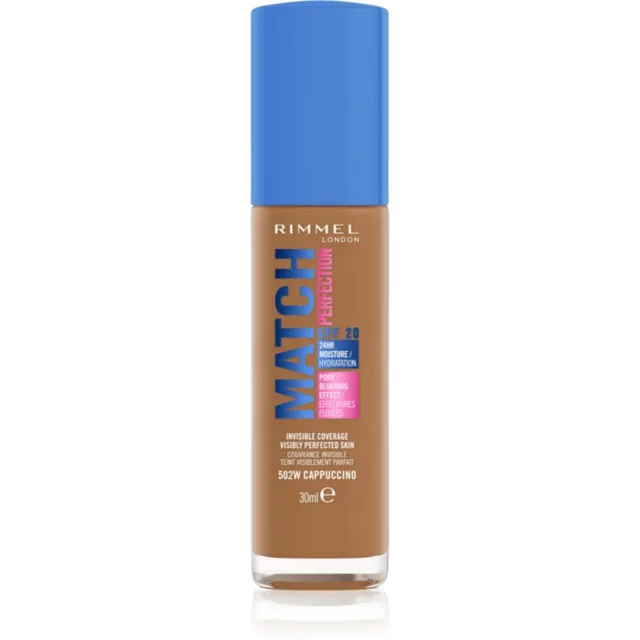 Rimmel Match Perfection tekutý make-up SPF 20 odstín 502W Cappuccino 30 ml